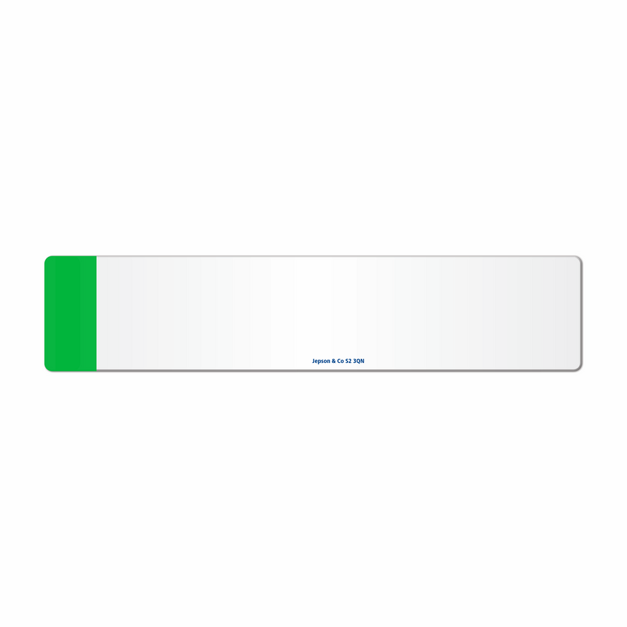 Car acrylic lipped oblong: 520 x 125mm with dry lip and green flash (pre-printed)
