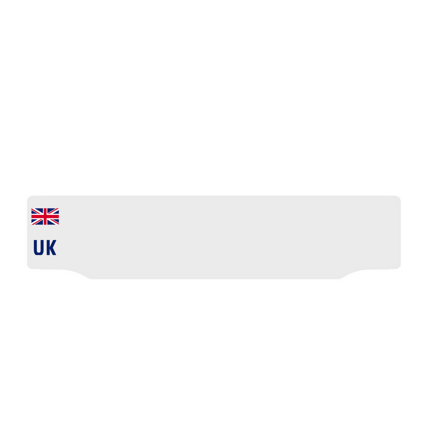 Car lipped oblong Nikkalite™ white reflective: 520 x 125mm with UK Identifier