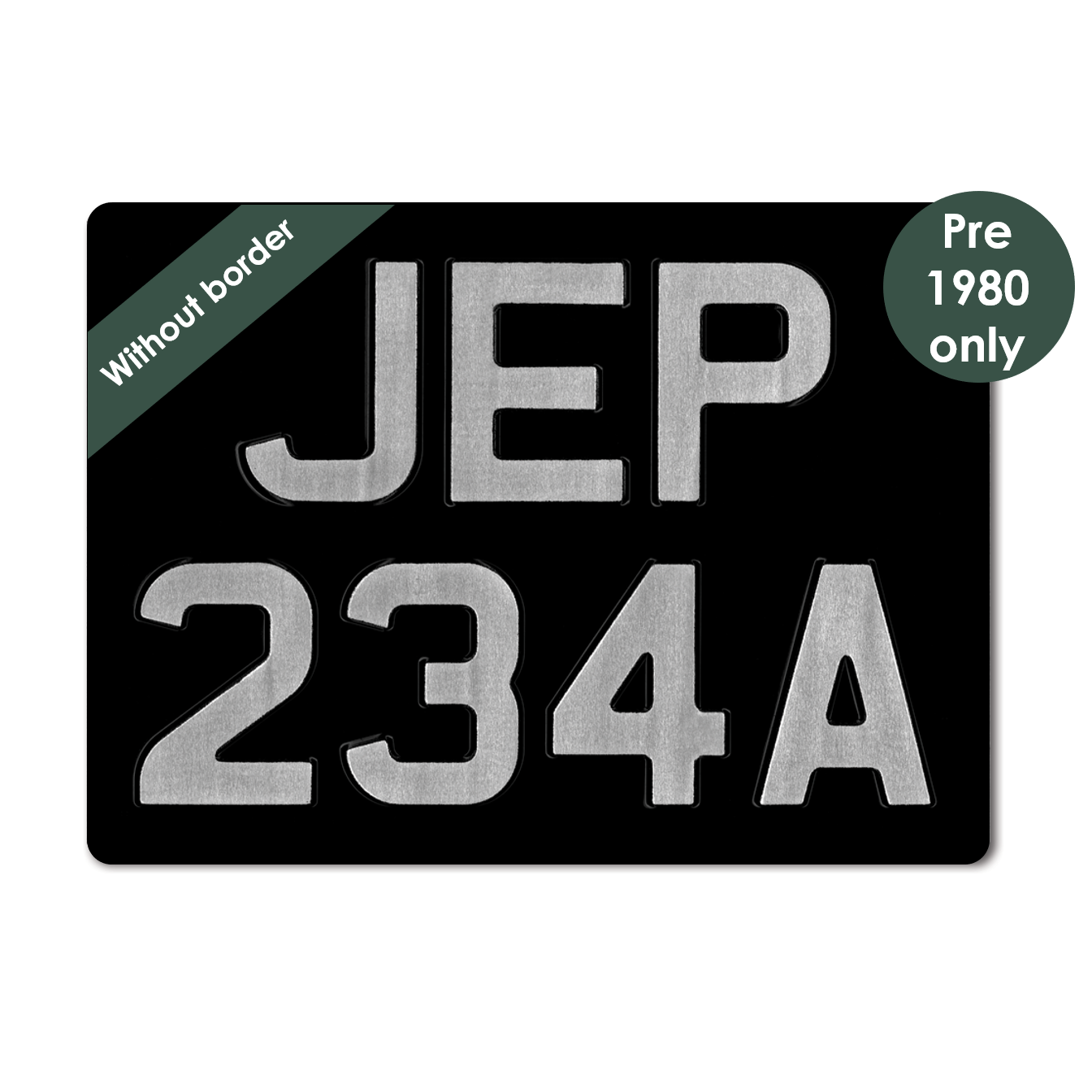 Embossed 7-digit square 11 5/8 x 8 3/8" with 3 1/8" digits and silver border