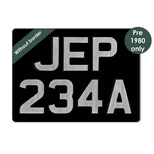 Embossed 7-digit square 11 5/8 x 8 3/8" with 3 1/8" digits and silver border