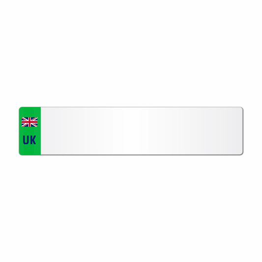 Car acrylic standard oblong: 520 x 111mm with green flash and UK Identifier