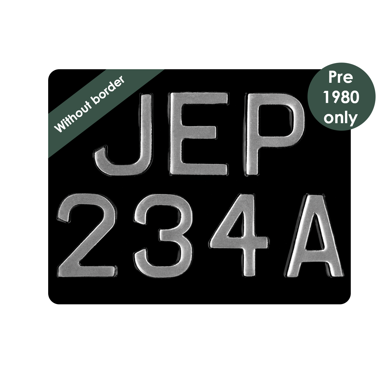 Embossed 9 x 7" with 2 1/2" digits (up to 7 digits)