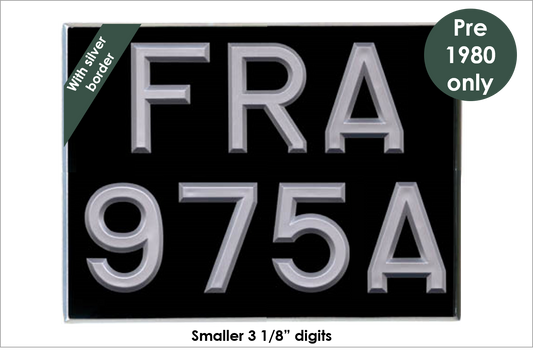 Square 11 3/4 x 8 3/4" with 3 1/8" silver peak digits and silver bevel