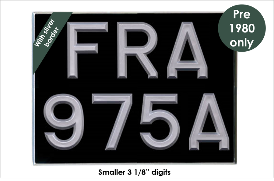 Square 11 3/4 x 8 3/4" with 3 1/8" silver peak digits and silver bevel